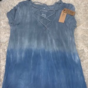 Cross front American eagle soft and sexy tee